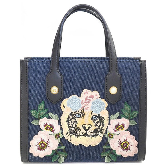 Gucci Handbags - Gucci Handbag Embroidered Tiger Flower Limited Edition Embroidery Blue Black